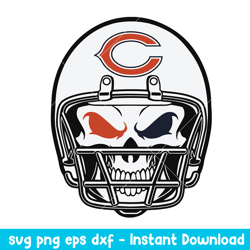 Skull Helmet Chicago Bears Svg, Chicago Bears Svg, NFL Svg, Png Dxf Eps Digital File