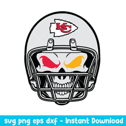 Skull Helmet Kansas City Chiefs Svg, Kansas City Chiefs  Svg, NFL Svg, Png Dxf Eps Digital File