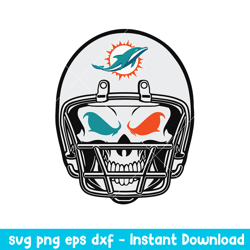 Skull Helmet Miami Dolphins Svg, Miami Dolphins Svg, NFL Svg, Png Dxf Eps Digital File