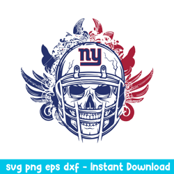 Skull Helmet New York Giants Floral Svg, New York Giants Svg, NFL Svg, Png Dxf Eps Digital File