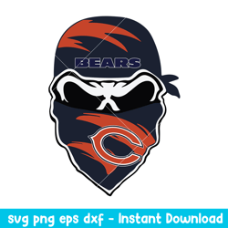 Skull Mask Chicago Bears Svg, Chicago Bears Svg, NFL Svg, Png Dxf Eps Digital File