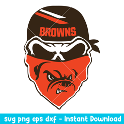 Skull Mask Cleveland Browns Svg, Cleveland Browns Svg, NFL Svg, Png Dxf Eps Digital File