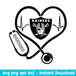 Stethoscope Heart Las Vegas Raiders Svg, Las Vegas Raiders Svg, NFL Svg, Png Dxf Eps Digital File
