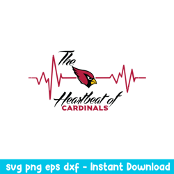 The Heartbeat Of Arizona Cardinals Svg, Arizona Cardinals Svg, NFL Svg, Png Dxf Eps Digital File