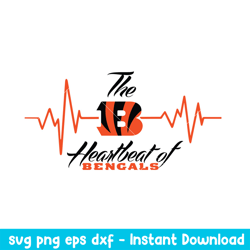 The Heartbeat Of Cincinnati Bengals Svg, Cincinnati Bengals Svg, NFL Svg, Png Dxf Eps Digital File