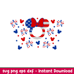 4th of July Ears Full Wrap, 4th of July Ears Full Wrap Svg, Venti Cup Decal Svg, Coffee Ring Svg, Cold Cup Svg, Dxf, Eps