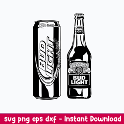 Bud Light Bottle And Can Alcohol Beer Svg, Bud Light Svg, Png Dxf Eps File