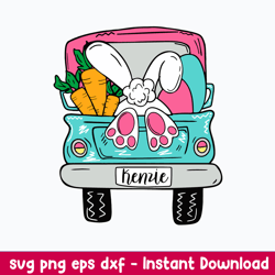 Bunny Truck Svg, Bunny Svg, Png Dxf Eps File