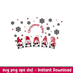 Christmas Gnomes Full Wrap, Christmas Gnomes Full Wrap Svg, Christmas Vibes Svg, Starbucks Svg, Cold Cup Svg, png,eps, d
