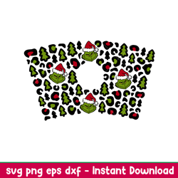 Christmas Leopard Full Wrap, Christmas Leopard Full Wrap Svg, Starbucks Svg, Coffee Ring Svg, Cold Cup Svg, png, eps, dx