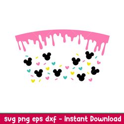 Donut Drip Hearts Full Wrap, Donut Drip Hearts Mickey Full Wrap Svg, Starbucks Svg, Coffee Ring Svg, Cold Cup Svg, png,