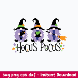 Gnome Hocus Pocus Svg, Gnome Svg, Hocus Pocus Svg, Halloween Svg, Png Dxf Eps File
