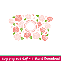 Mama Mom Mother Full Wrap, Mama Mom Mother Full Wrap Svg, Starbucks Svg, Coffee Ring Svg, Cold Cup Svg, png,dxf,eps file