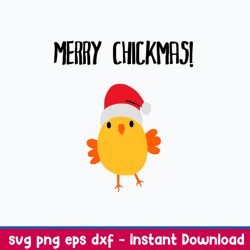 Merry Chickmas Svg, Chicken Christmas Svg, Png Dxf Eps File