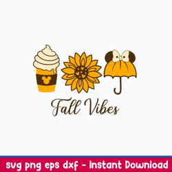 Mouse Head Fall Vibes Svg, Disney Svg, Png Dxf Eps File