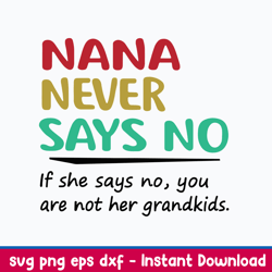 Nana Never Says No If She Says No, You Are Not Her Grandkids Svg, Png Dxf Eps File
