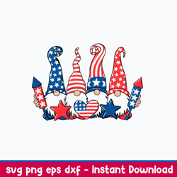 Patriotic Gnomes Svg, Gnomes Flag USA Svg, Png Dxf Eps File