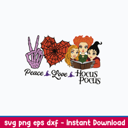 Peace Love Hocus Pocus Svg,  Hocus Pocus Svg, Png Dxf Eps File