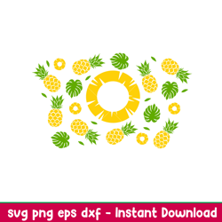 Pineapple Summer Full Wrap, Pineapple Summer Full Wrap Svg, Starbucks Svg, Coffee Ring Svg, Cold Cup Svg, png,dxf,eps fi