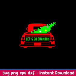 Red Truck With Xmas Tree Lets Go Brandon Svg, Chrismas Svg, Png Dxf Eps File