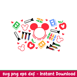 Teach Love Inspire Ears Full Wrap, Teach Love Inspire Mickey Full Wrap Svg, Starbucks Svg, Coffee Ring Svg, Cold Cup Svg