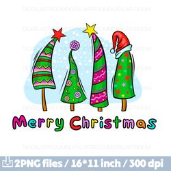 Merry Christmas Tree Clipart Png sublimation design