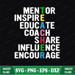 Teacher Svg, Teacher Definition Svg, Mentor, Inspire, Educate, Coach, Share, Influence, Encourage, Teacher Gift For Your