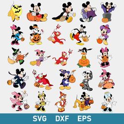 Mickey Halloween Bundle Svg, Disney Halloween Svg, Disney Characters Svg, Halloween Svg, Png Eps File