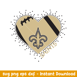 Heart New Orleans Saints Svg, New Orleans Saints  Svg, NFL Svg, Png Dxf Eps Digital File
