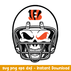 Skull Helmet Cincinnati Bengals Svg, Cincinnati Bengals Svg, NFL Svg, Png Dxf Eps Digital File