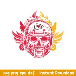 Skull Helmet Kansas City Chiefs Floral Svg, Kansas City Chiefs Svg, NFL Svg, Png Dxf Eps Digital File