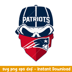 Skull Mask New England Patriots Svg, New England Patriots Svg, NFL Svg, Png Dxf Eps Digital File