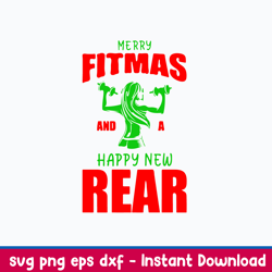 Merry Fitmas And A Happy New Rear Svg, Funny Christmas svg, Png Dxf Eps File