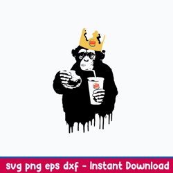 Monkey Burger King Fast Food Svg, Monkey Svg, Png Dxf Eps file