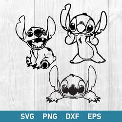 Stitch Clipart Bundle, Stitch Svg, Stitch Vector, Stitch Outlien Svg, Cartoon Svg, Png Dxf Eps File