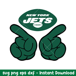 Hand Two New York Jets Svg, New York Jets Svg, NFL Svg, Png Dxf Eps Digital File