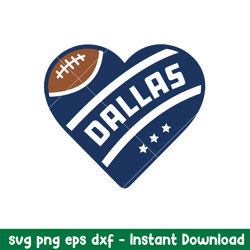Heart Dallas Cowboys Svg, Dallas Cowboys Svg, NFL Svg, Sport Svg, Png Dxf Eps Digital File