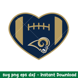 Heart Los Angeles Rams Football Svg, Los Angeles Rams Svg, NFL Svg, Sport Svg, Png Dxf Eps Digital File