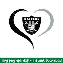 Las Vegas Raiders Heart Love Svg, Las Vegas Raiders Svg, NFL Svg, Png Dxf Eps Digital File