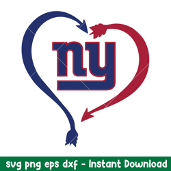 New York Giants Team Heart Logo Svg, New York Giants Svg, NFL Svg, Png Dxf Eps Digital File