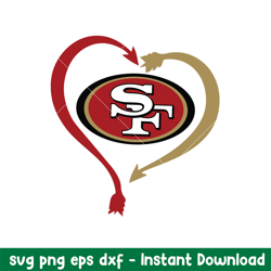 San Francisco 49ers Heart Svg, San Francisco 49ers Svg, NFL Svg, Png Dxf Eps Digital File