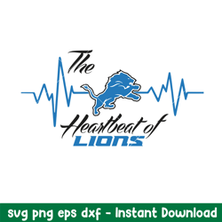 The Heartbeat Detroit Lions Svg, Detroit Lions Svg, NFL Svg, Png Dxf Eps Digital File