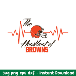 The Heartbeat Of Cleveland Browns Svg, Cleveland Browns Svg, NFL Svg, Png Dxf Eps Digital File