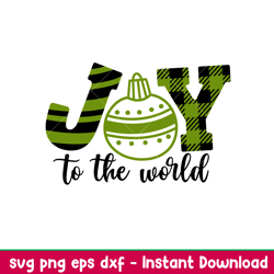 Joy To The World, Joy To The World Svg, Buffalo Plaid Svg, Merry Christmas Svg, png, eps, dxf file