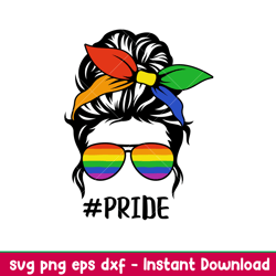 LGBTQ Gay Pride Messy Bun Hair, LGBTQ Gay Pride Messy Bun Hair Svg, Pride Month Svg, Gay Rainbow Svg, Mom Life Svg, png,