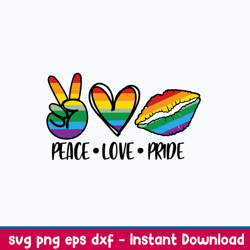 Peace Love Pride Svg, Pride Svg, Png Dxf Eps File