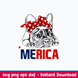 Pug Merica Svg, Pugdog 4th of july Svg, Png Dxf Eps File