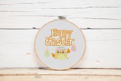 Happy Easter cross stitch pattern Cute cross stitch Easter decor Simple cross stitch chart Instant download pdf