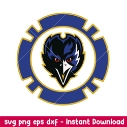 Baltimore Ravens Pocker Chip Svg, Baltimore Ravens Svg, NFL Svg, Png Dxf Eps Digital File