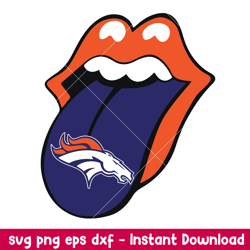 Rolling Tones Denver Broncos Svg, Denver Broncos Svg, NFL Svg, Png Dxf Eps Digital File